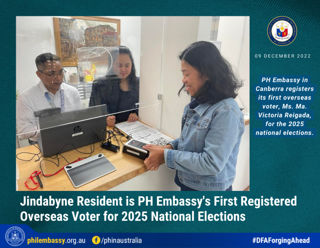 Jindabyne Resident is PH Embassys First Registered Overseas Voter for 2025 National Elections 